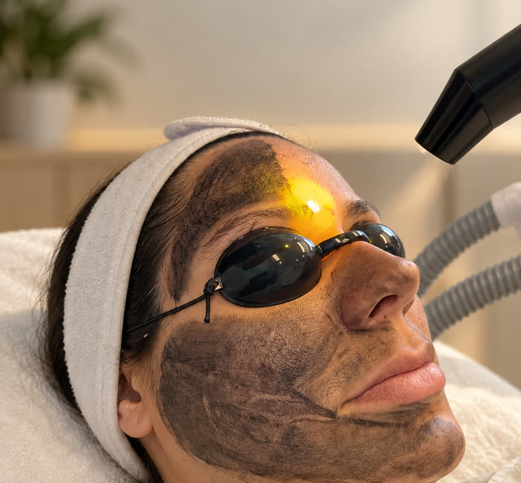 Laser över det aktiva kolet vid Hollywood Peeling